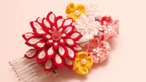 accessoire de kimono pour cheveux en tsumami zaiku