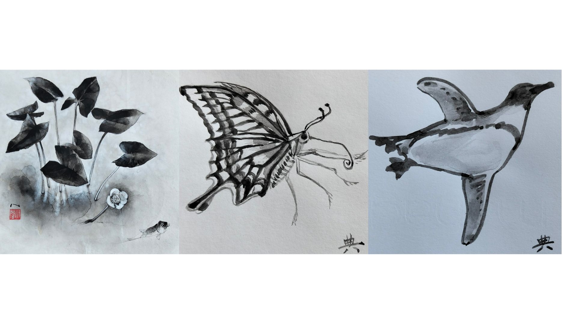 Petits dessins réalisés à l’encre de chine