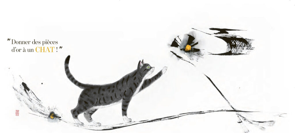 猫、墨絵